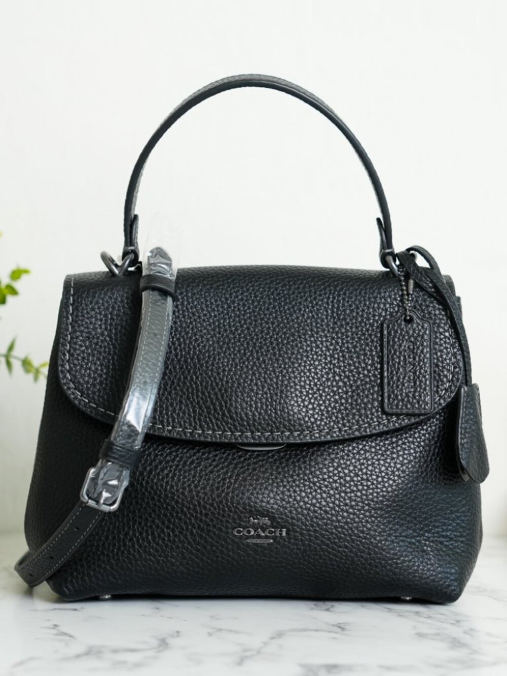 Coach CCE53 Emory Top Handle Bag Leather Crossbody in Gunmetal/Black NWT